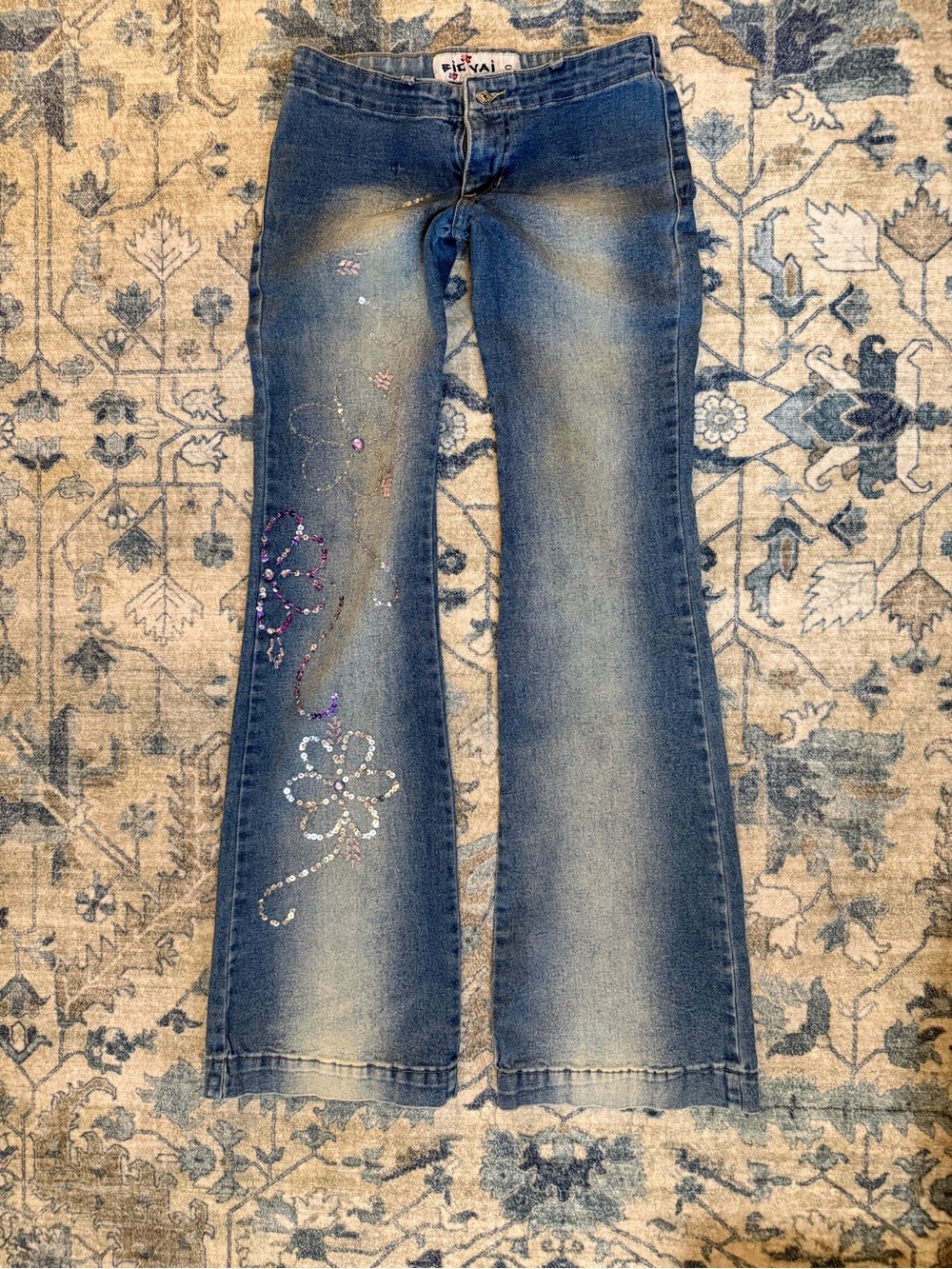 Women’s Embellished Blue Flare Jeans